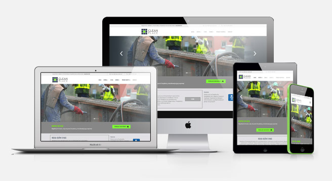 Mockup responsywności strony Clean-Place.pl